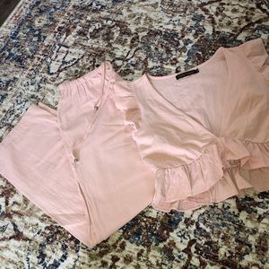 Forever 21 Light Pink Ruffled Jumpsuit